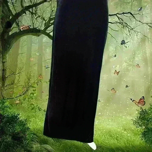 Vintage 90s Rampage Velour Black Maxi Halter Dress - Picture 7 of 11